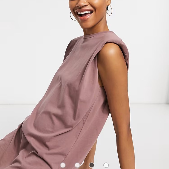 Weekday Neutral Padded T Shirt Dress - Picture 2 of 9